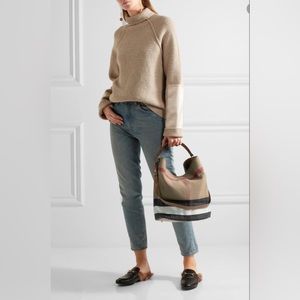🛍 BURBERRY Ashby House Brown Check Canvas Medium Bag🛍